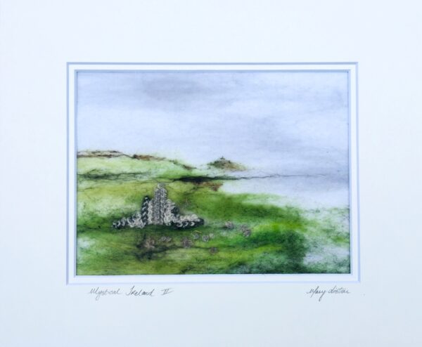 Irish landscape with Abbey ruin.