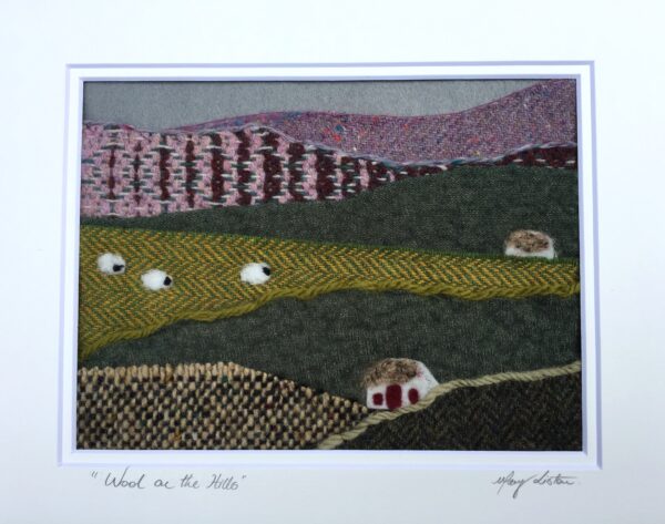 green hills made of wool and tweed
